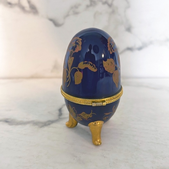 Vintage Indigo Collectible egg trinket box jewellery box - Picture 5 of 10